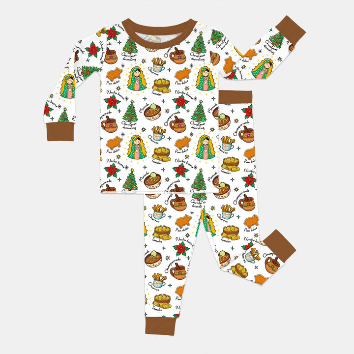 Zweiteiliges Langarm-Pyjama-Set mit Sommerfrüchten