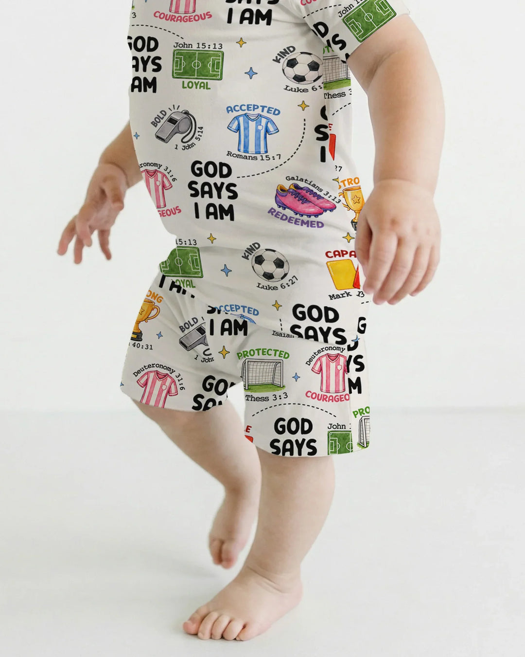 God Says I Am Soccer Bamboo Two Piece Short Sleeve Shorts Pajama Set