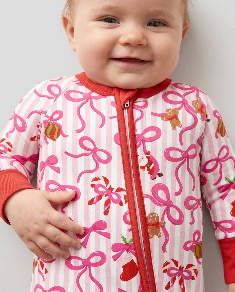 Pink Bow Christmas Magic Bamboo Convertible Zippy