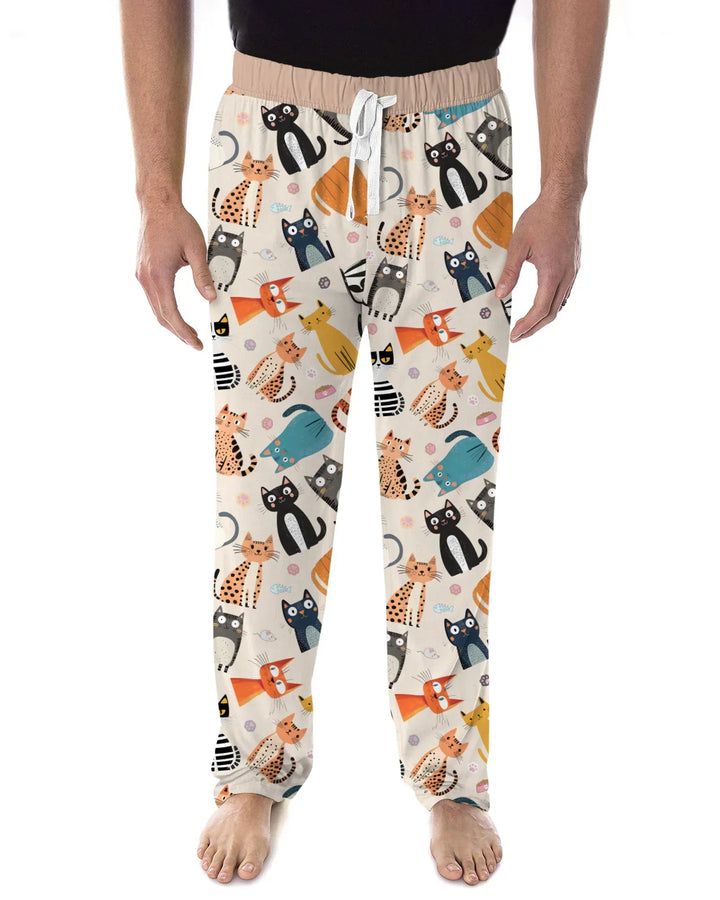 Pijama familiar de bambú para hombre a juego de la familia de gatos Goofy Mischief