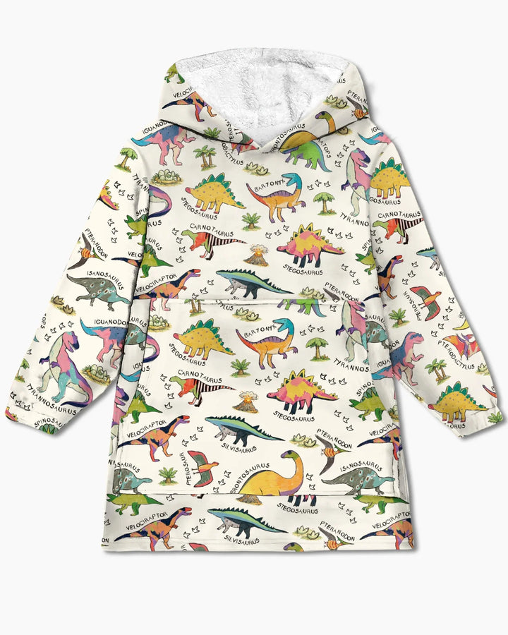 All The Dino Types Wearable Bamboo Blanket Hoodie
