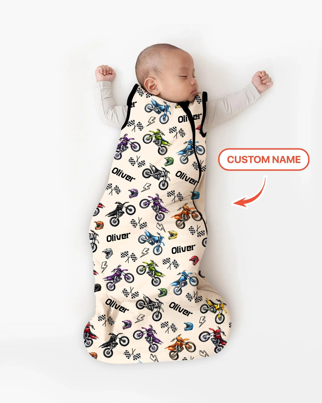 Custom Name Little Dirt Bike Rider Bamboo Sleep Bag