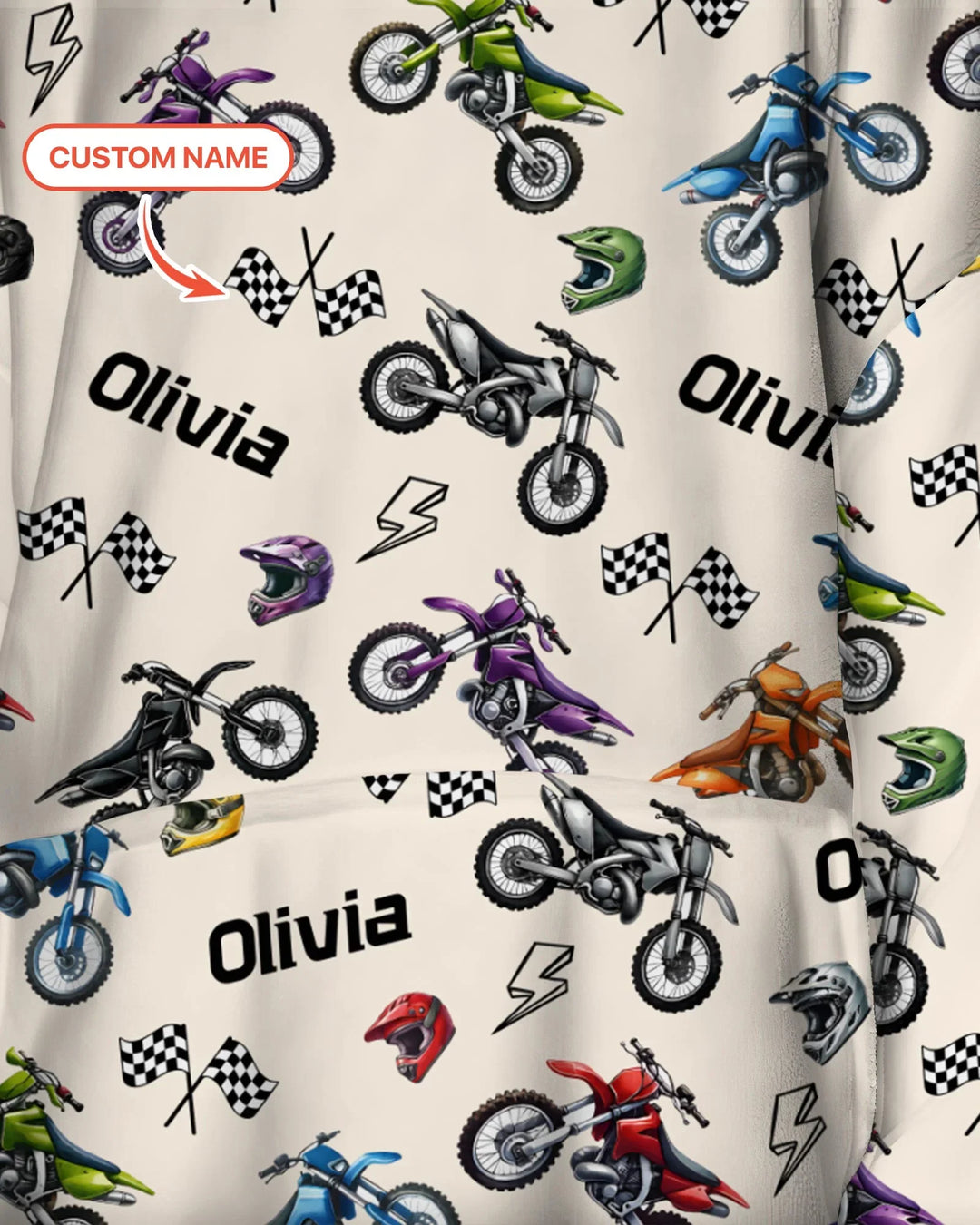 Custom Name Little Dirt Bike Rider Bamboo Blanket Hoodie