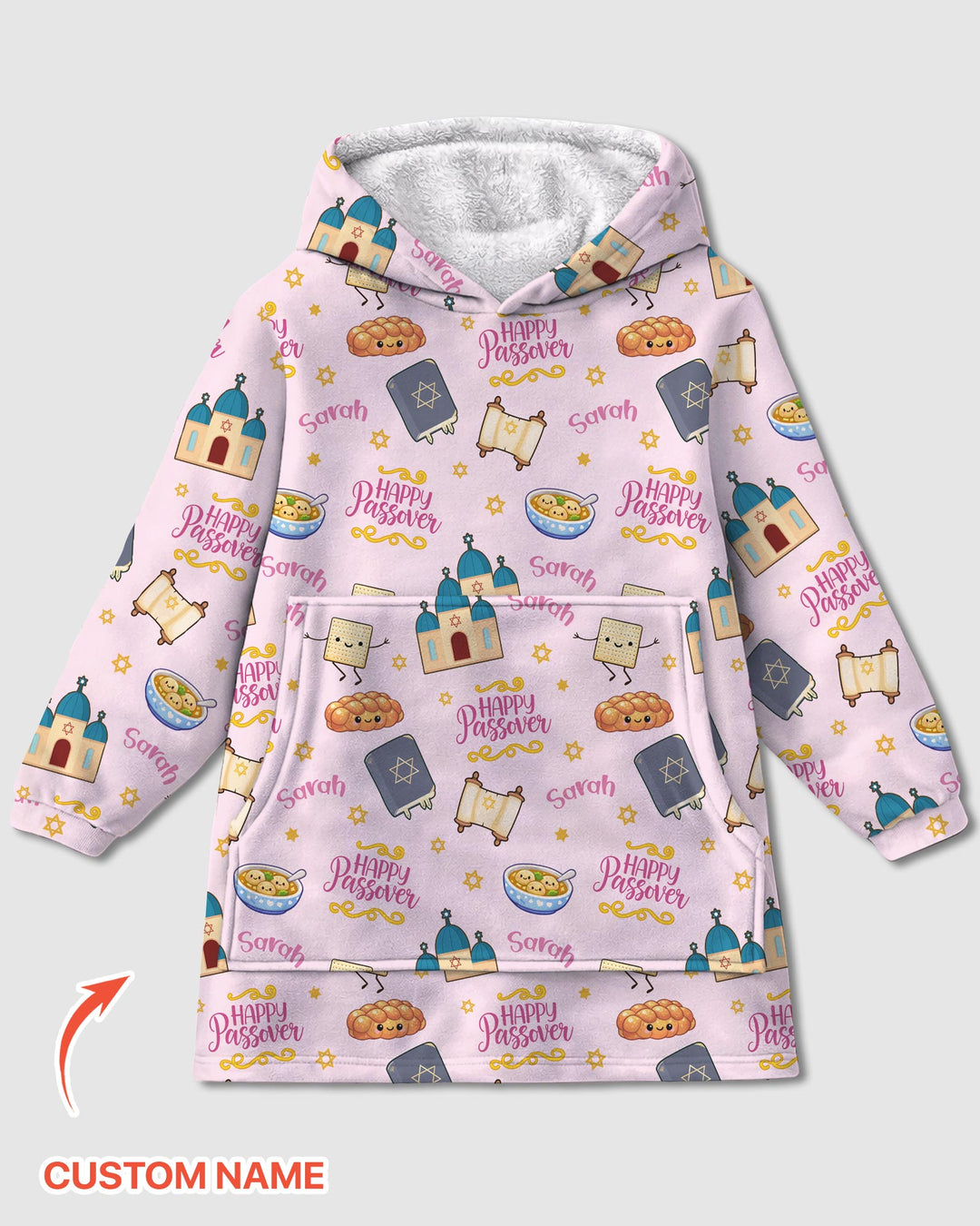 Custom name "Pesach Sameach" Blanket Hoodie