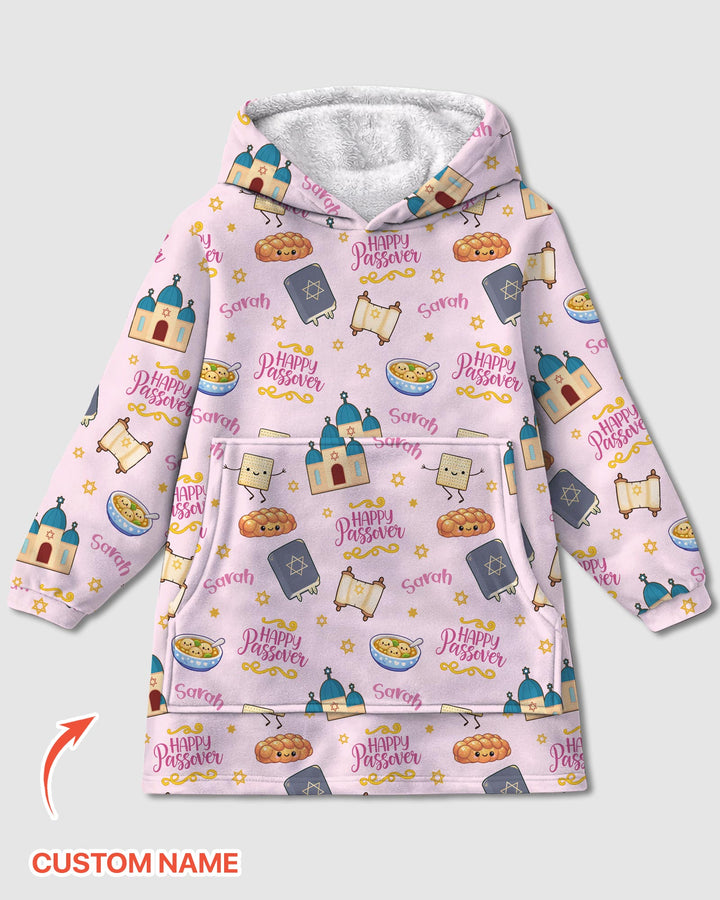 Custom name "Pesach Sameach" Blanket Hoodie