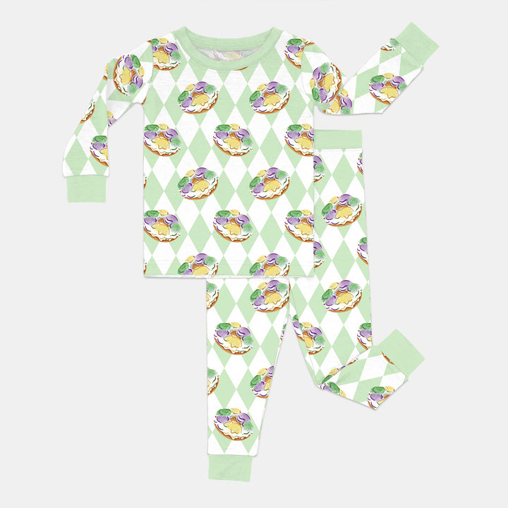 Mardi Gras Donut Two Piece Long Sleeve Pajama Set