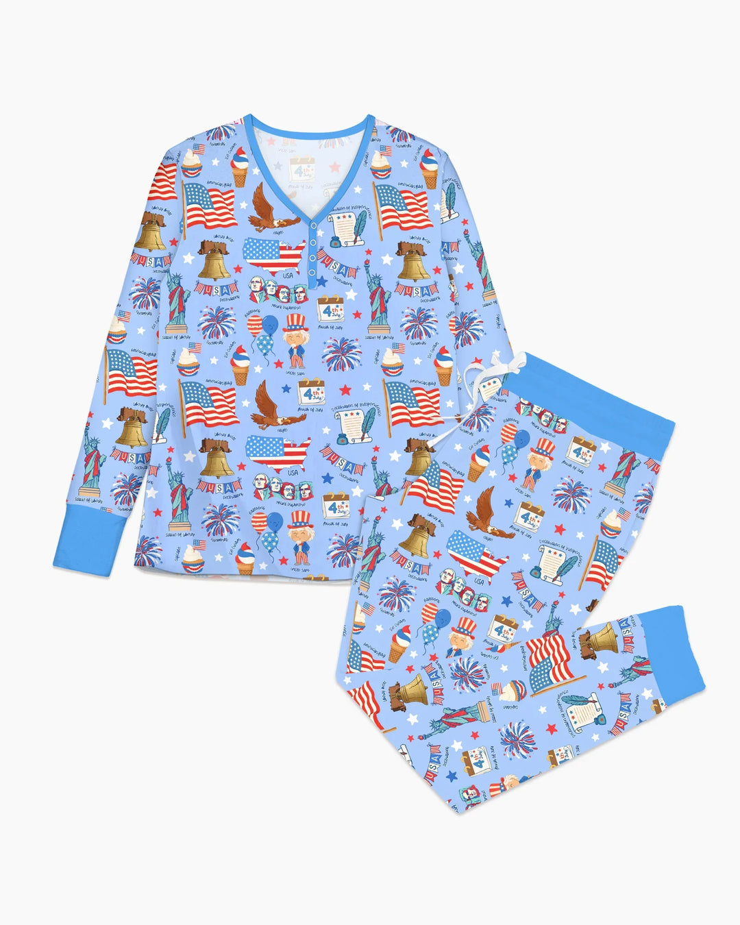 Handgezeichnetes patriotisches kultiges Bambus-Damen-Pyjama-Set