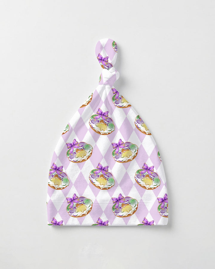 Grüne Knotenmütze mit Bauernhoftieren