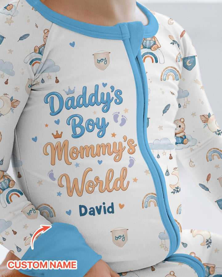 Custom Name Daddy' Boy Mommy' World Bamboo Convertible Zippy