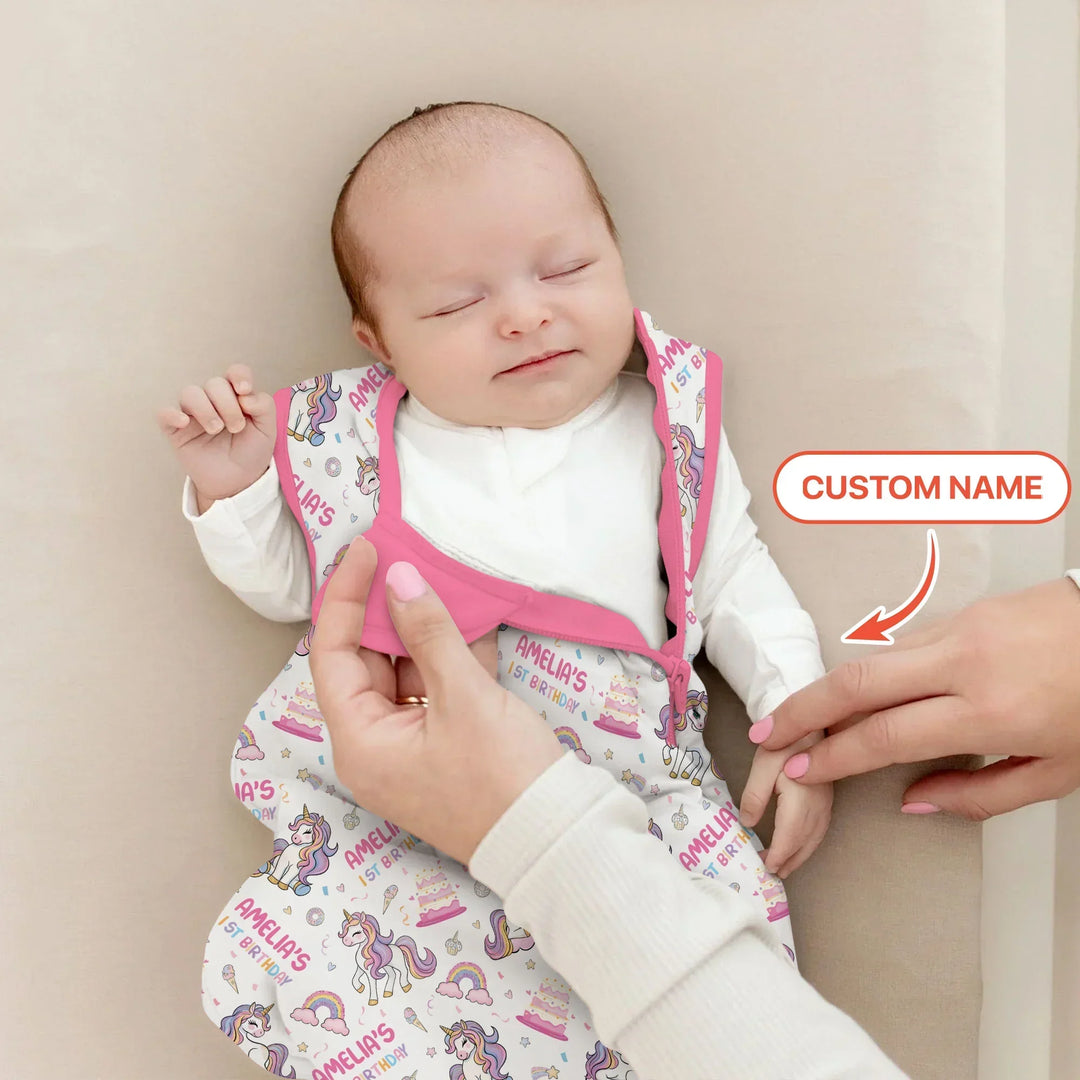 Custom Name Little Unicorn's Birthday Sleep Bag
