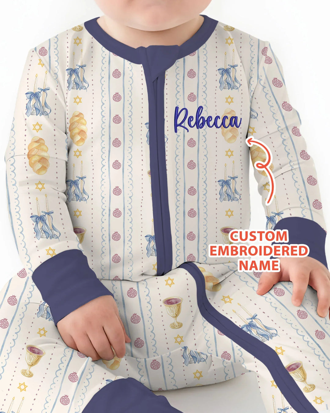 Custom Embroidered Name Shabbat Matching With Mom Bamboo Convertible Zippy