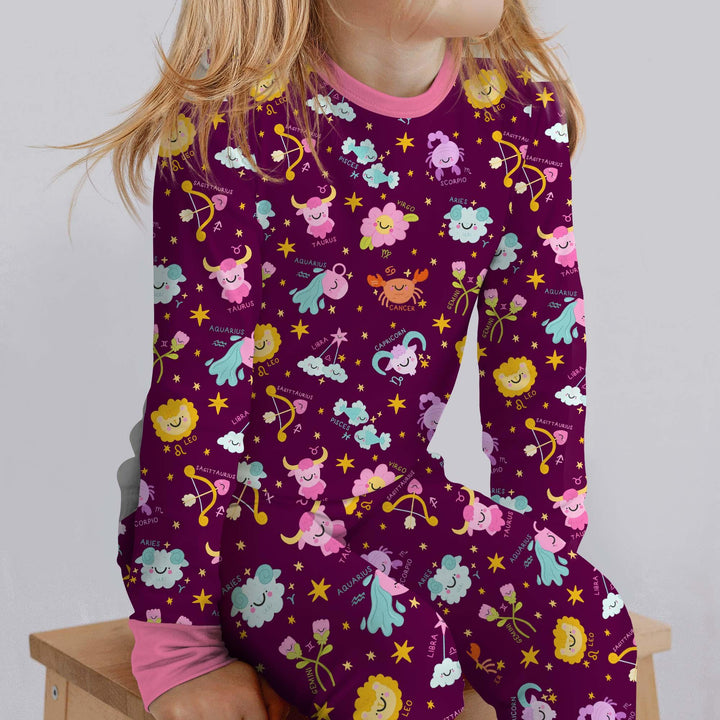Zodiac Signs Two Piece Long Sleeve Pajama Set