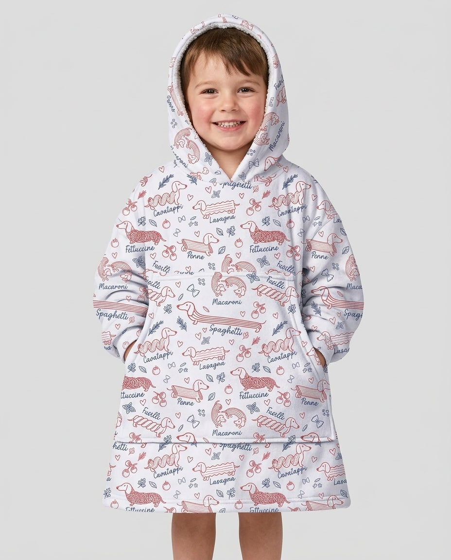 Funny Dachshund Pasta Pups Bamboo Blanket Hoodie
