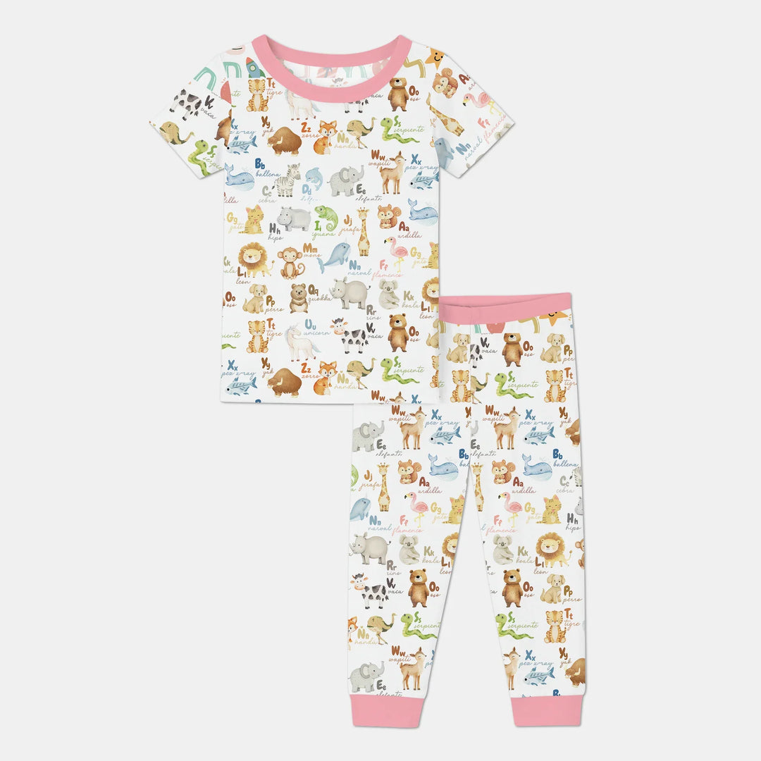 Spanish Alphabet Two Piece Short Sleeve Pajama Set