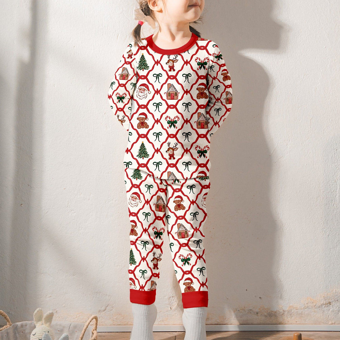 Vintage Christmas Two Piece Long Sleeve Pajama Set