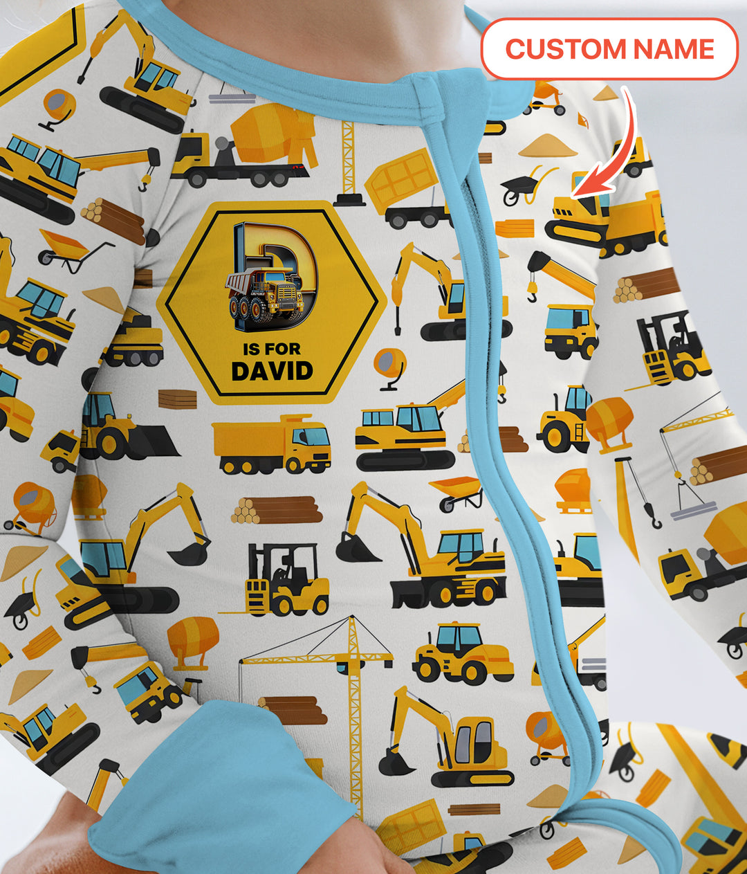 Custom Name Construction Initials Convertible Zippy