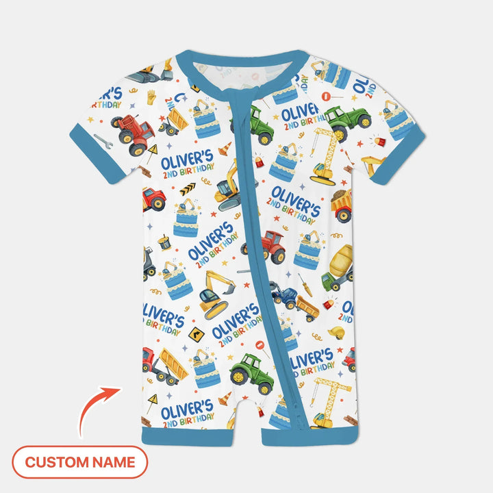 Custom Name Little Builder's Birthday Shorty Zippy
