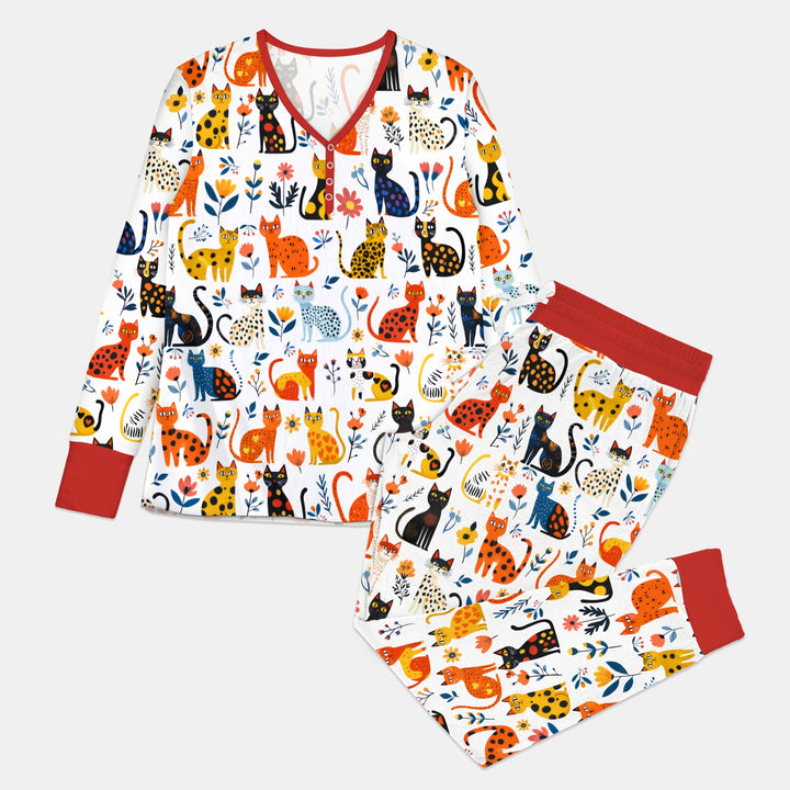 Whimsy Woodland Cats Women Pajama Set