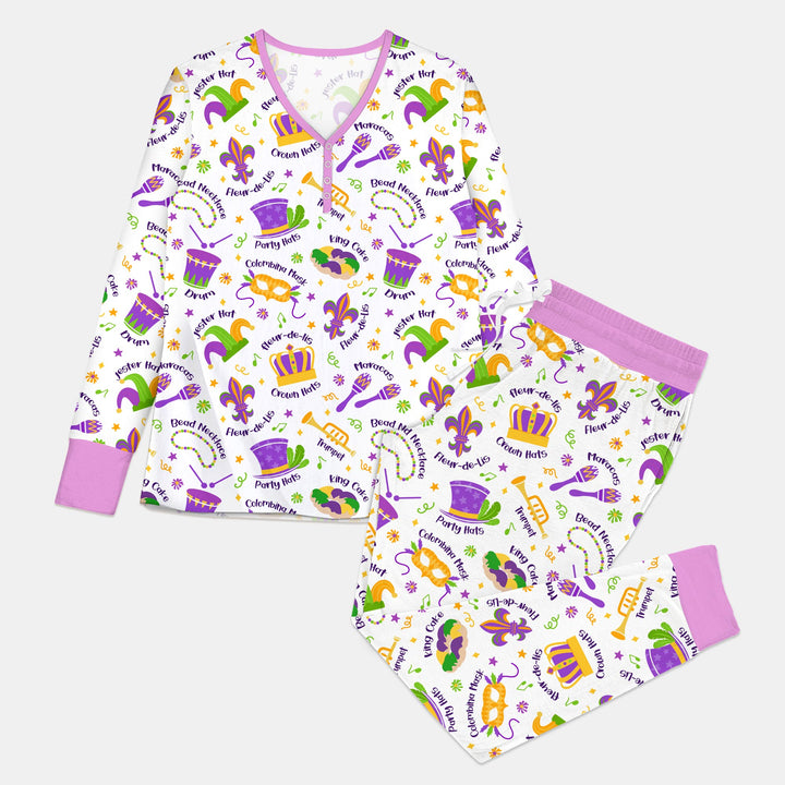 Mardi Gras Family Matching Custom Women Pajama Set