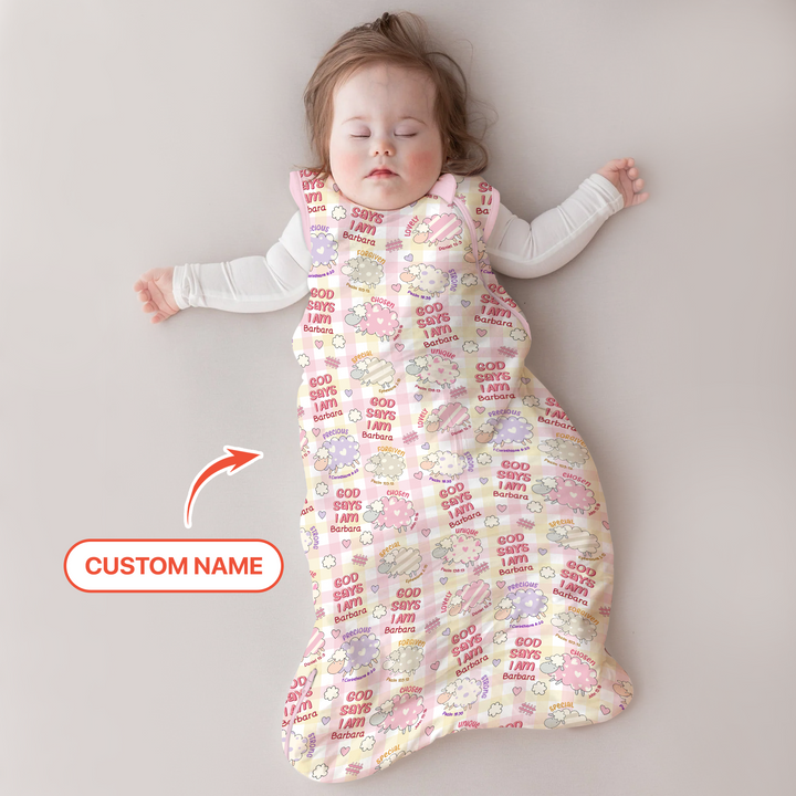 Little Lamb God Says I Am Custom Name Sleep Bag