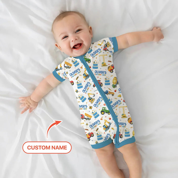 Custom Name Little Builder's Birthday Shorty Zippy