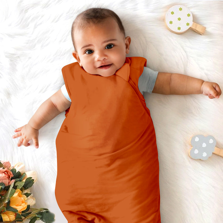Orange brauner Baby Schlafsack Bambus - gemütlich und dauerhaft