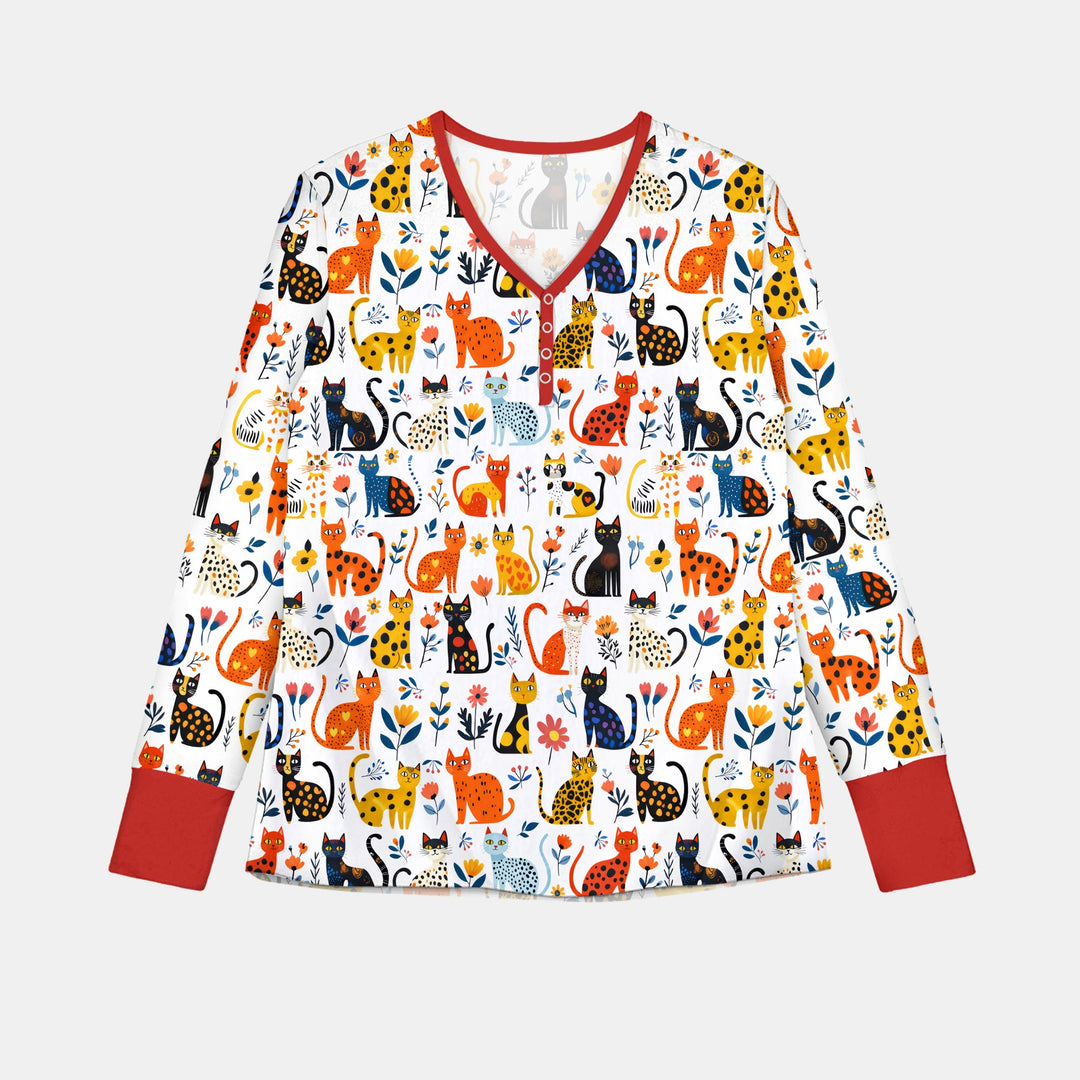 Whimsy Woodland Cats Women Pajama Set