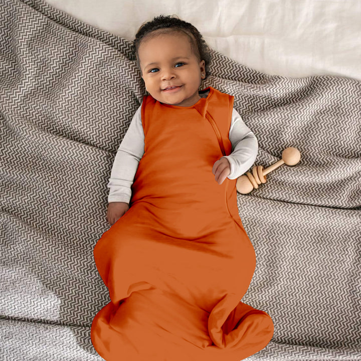 Orange brauner Baby Schlafsack Bambus - gemütlich und dauerhaft