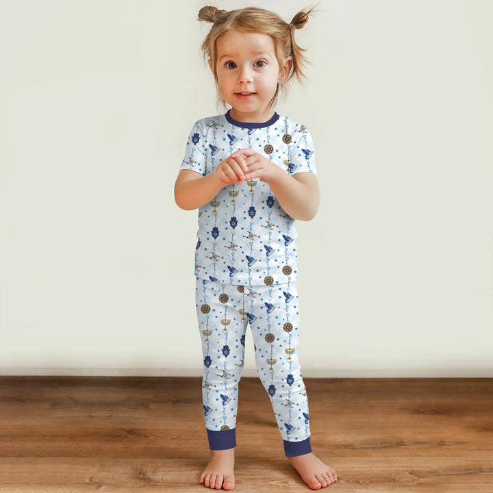 Hanukkah Festival Matching Family Two Piece Short Sleeve Pajama Set