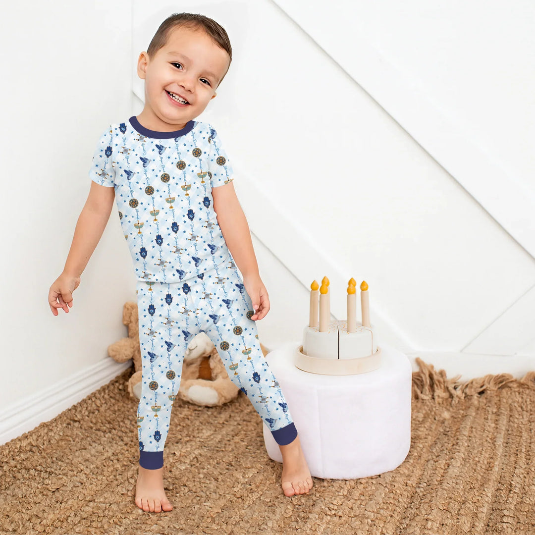 Hanukkah Festival Matching Family Two Piece Short Sleeve Pajama Set