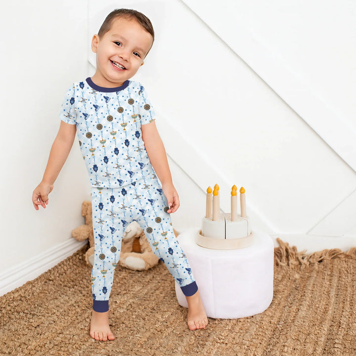 Hanukkah Festival Matching Family Two Piece Short Sleeve Pajama Set