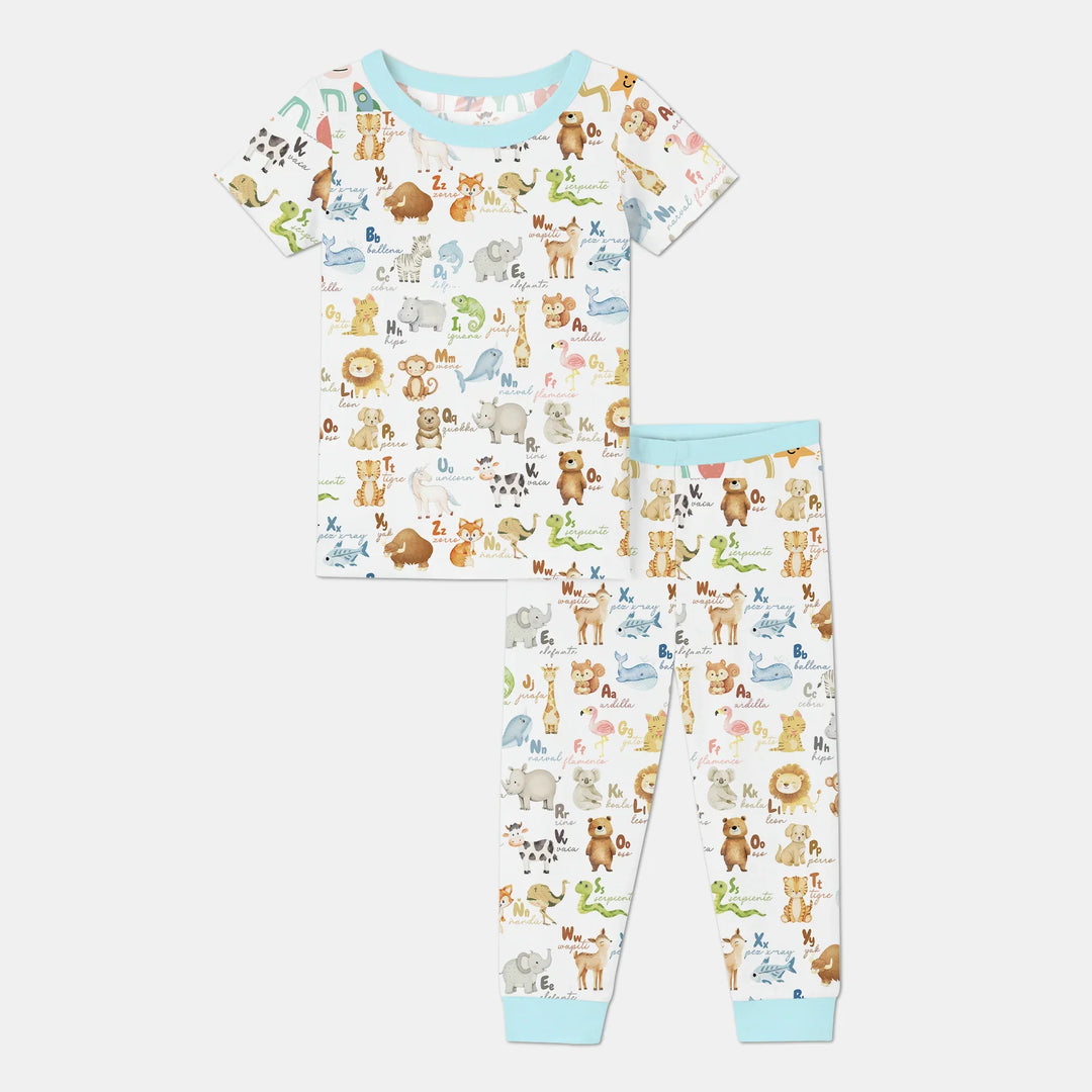 Spanish Alphabet Two Piece Short Sleeve Pajama Set