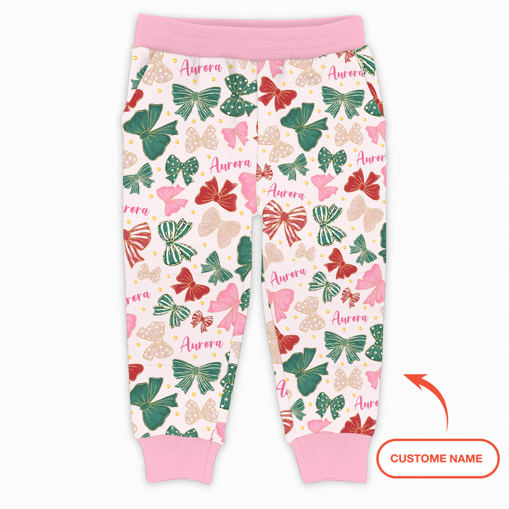 Custom Name Preppy Coquette Bows Jogger