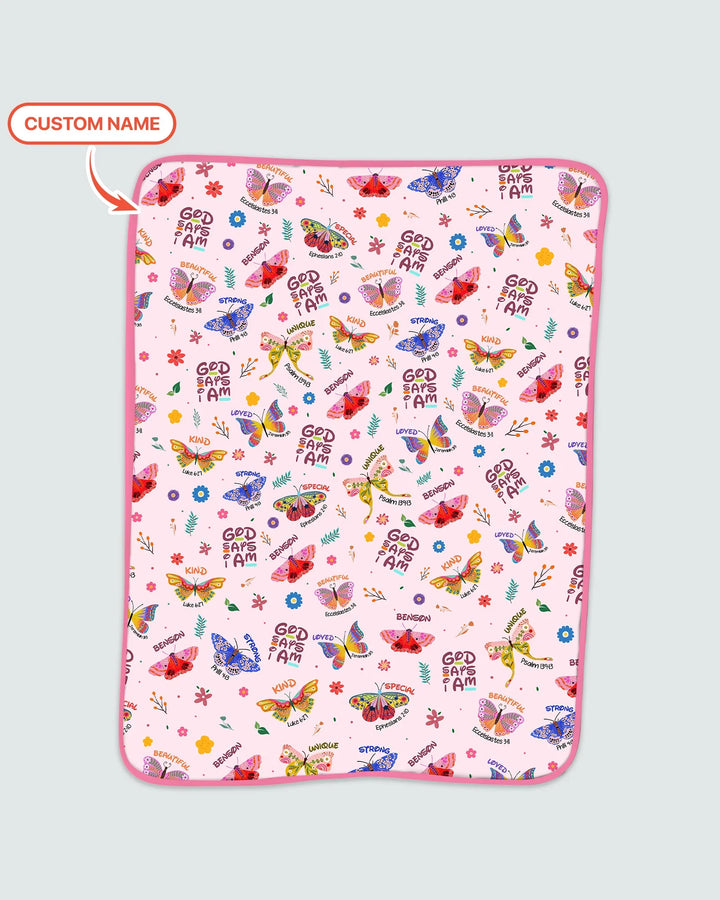 Custom Name God says I am Butterfly Bamboo Blanket
