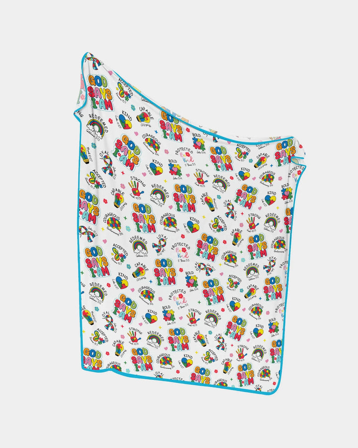 God Says I Am Autism Awareness Bamboo Blanket