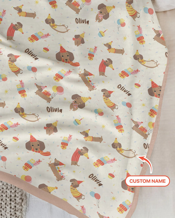 Dachshund Birthday Bamboo Blanket