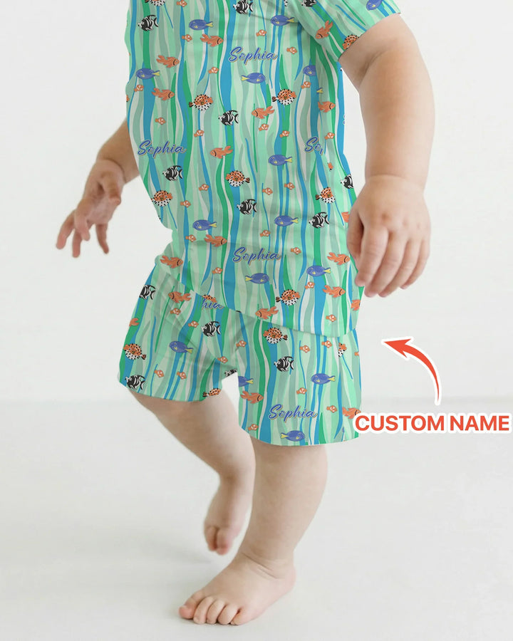 Zweiteiliges Pyjama-Set mit kurzen Ärmeln und Shorts im Sommer-Design