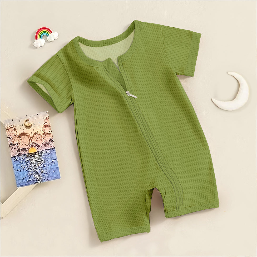 Olive Green Ribbed Bamboo Baby Clothing – Soft and Timeless