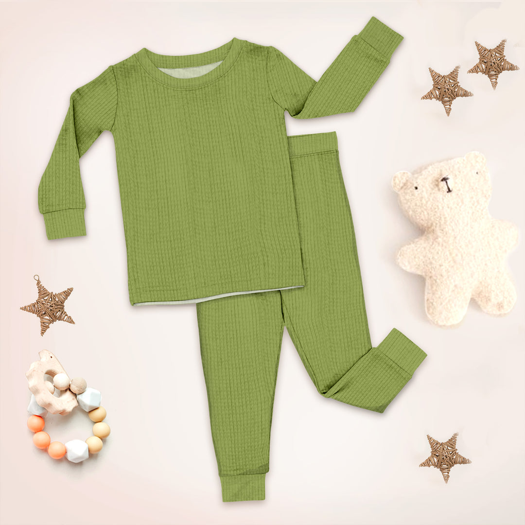 Olive Green Ribbed Bamboo Baby Clothing – Soft and Timeless