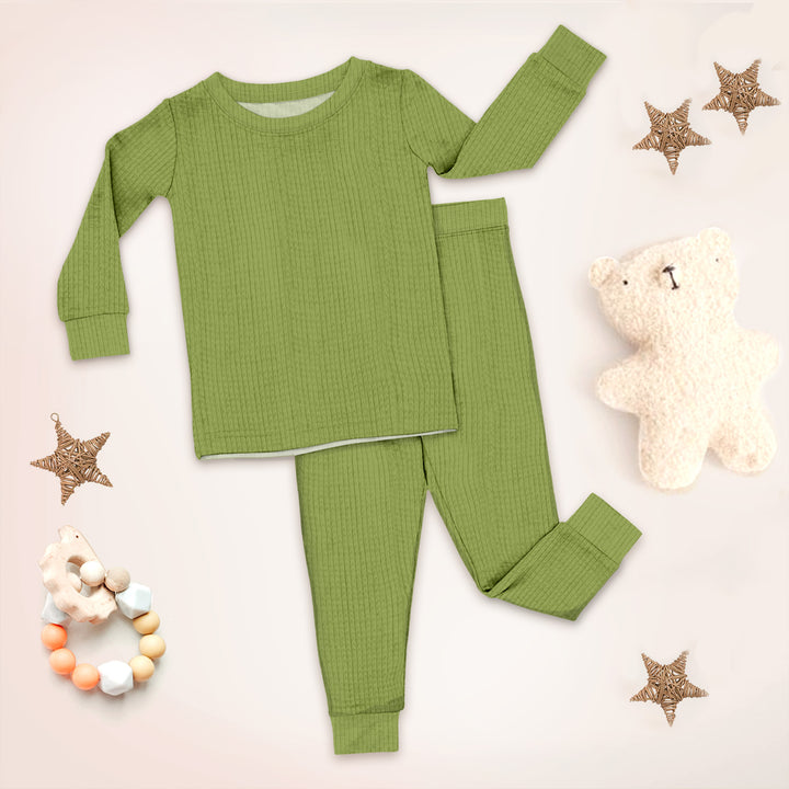 Olive Green Ribbed Bamboo Baby Clothing – Soft and Timeless