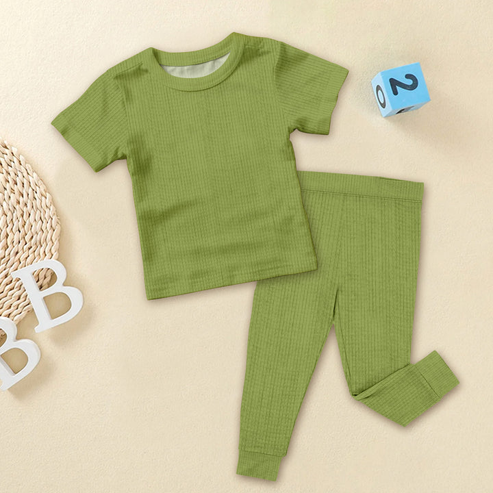 Olive Green Ribbed Bamboo Baby Clothing – Soft and Timeless