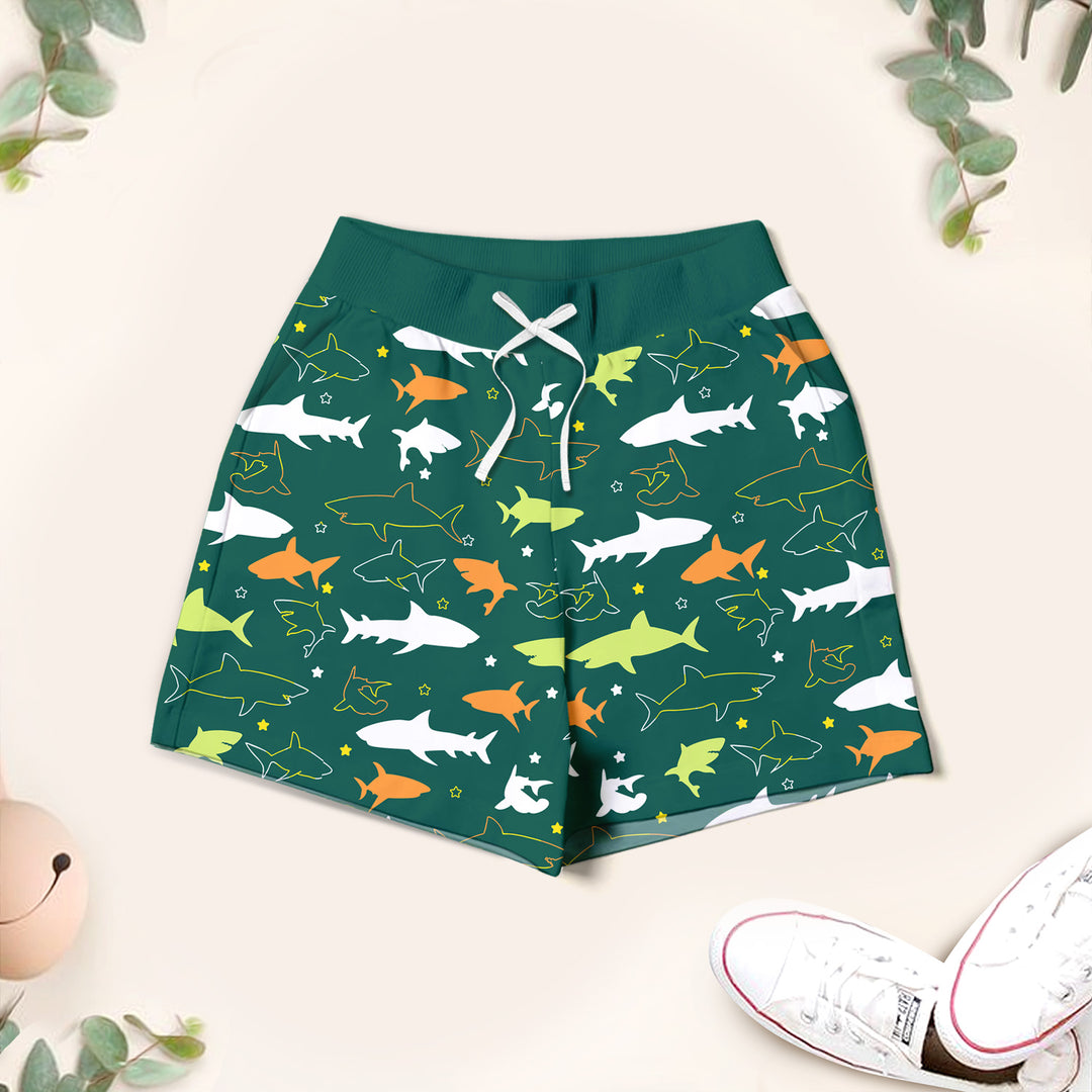 Bamboo Dark Green Sharks Outfit for Kids – Playful and Comfortable