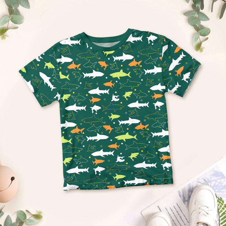 Bamboo Dark Green Sharks Outfit for Kids – Playful and Comfortable