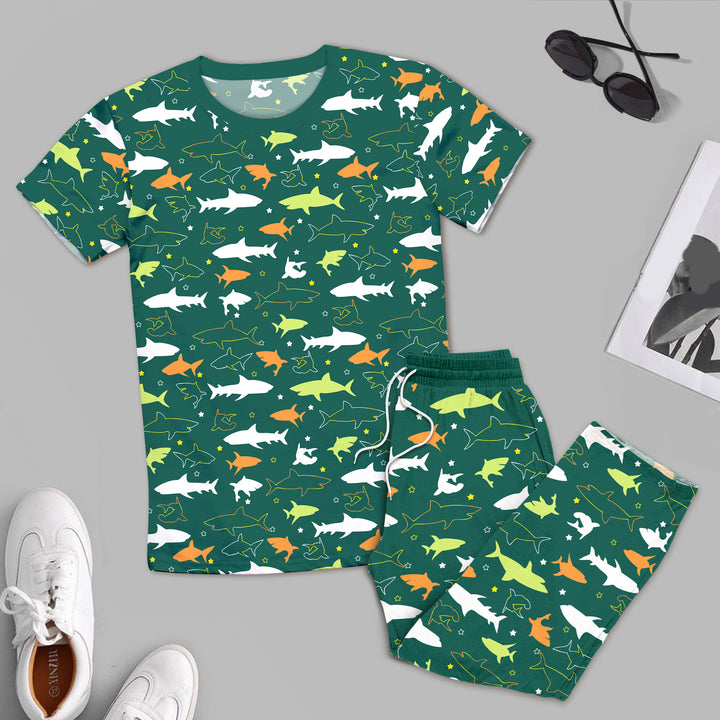 Bamboo Dark Green Sharks Outfit for Men – Cool and Relaxed