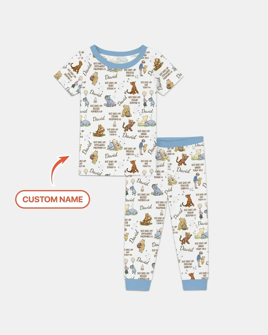 Custom Name God Says I Am Classic Bear Bamboo Two Piece Short Sleeve Pajama Set