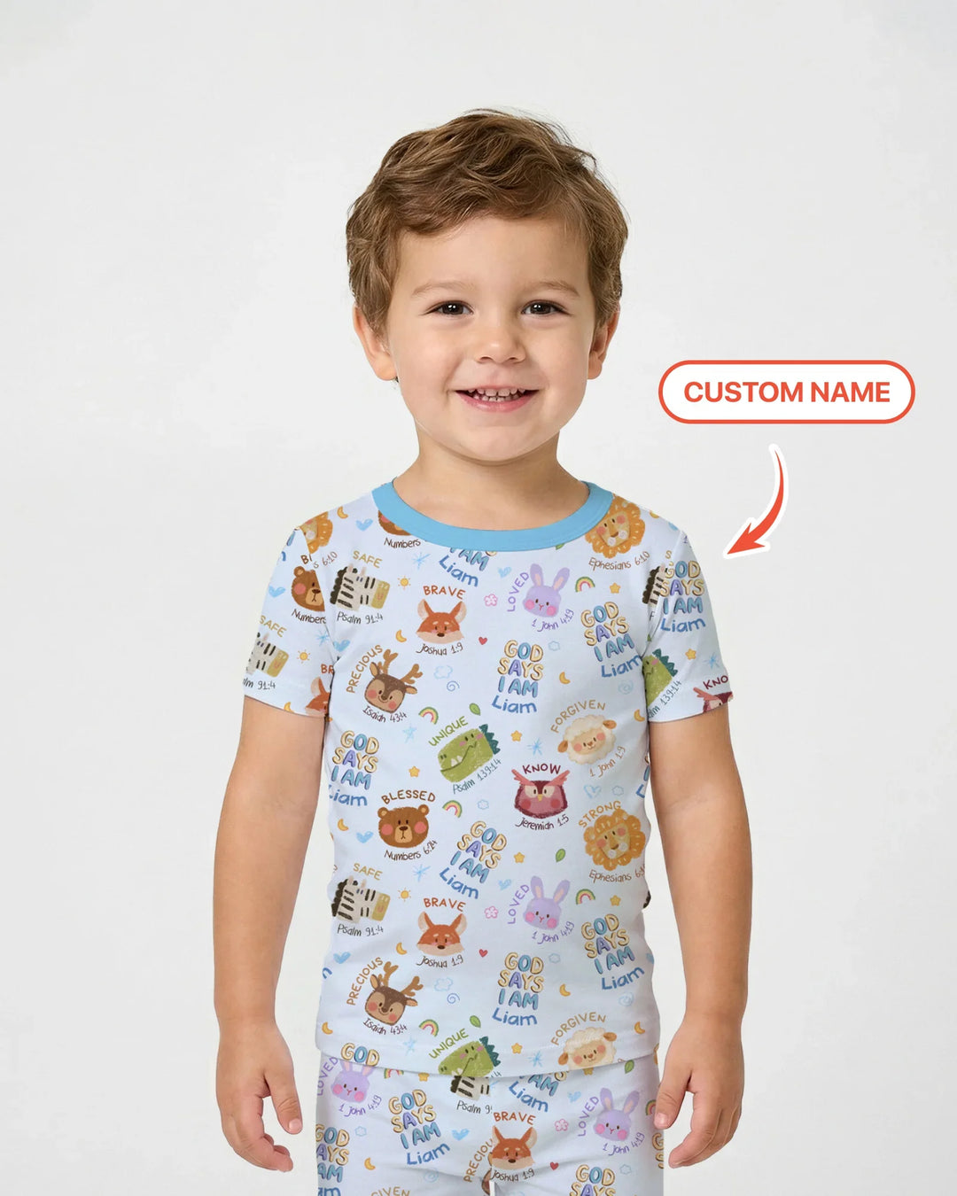God Says I Am — Little Flock Custom Name Two Piece Short Sleeve Pajama Set