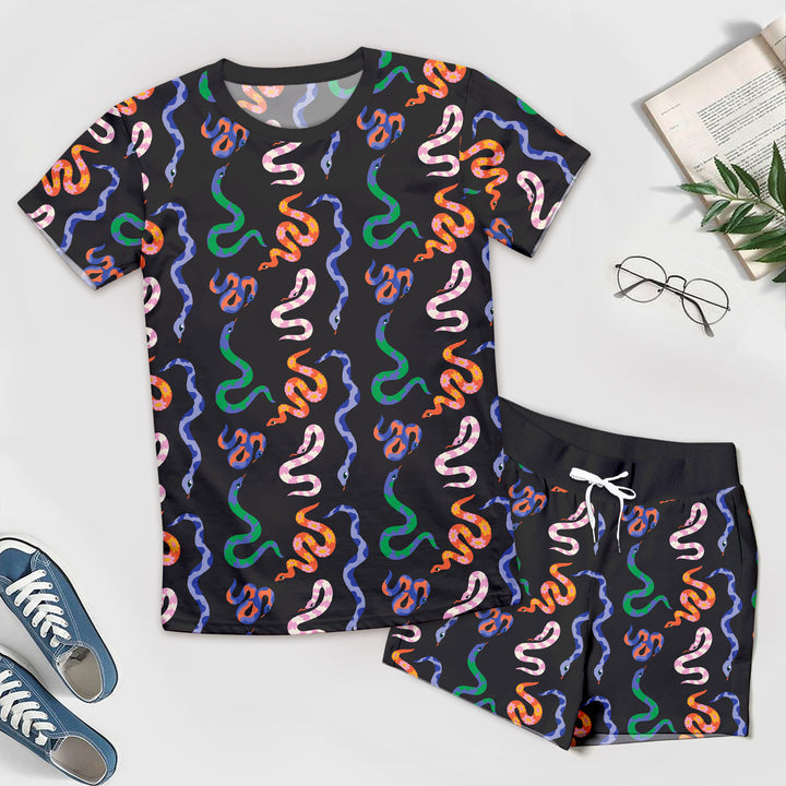 Colorful Snake Bamboo Outfit for Men – Bold and Laid-Back
