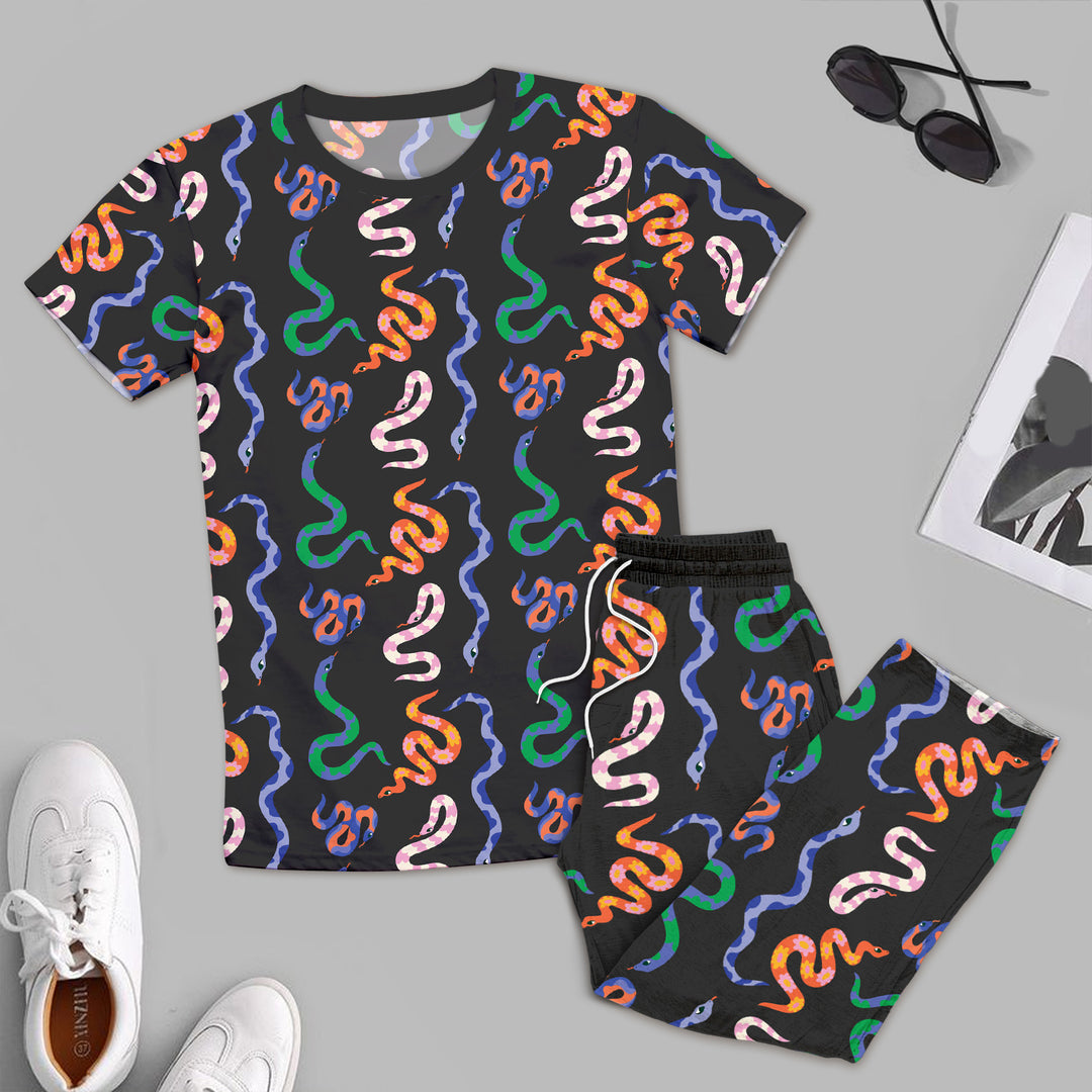 Colorful Snake Bamboo Outfit for Men – Bold and Laid-Back
