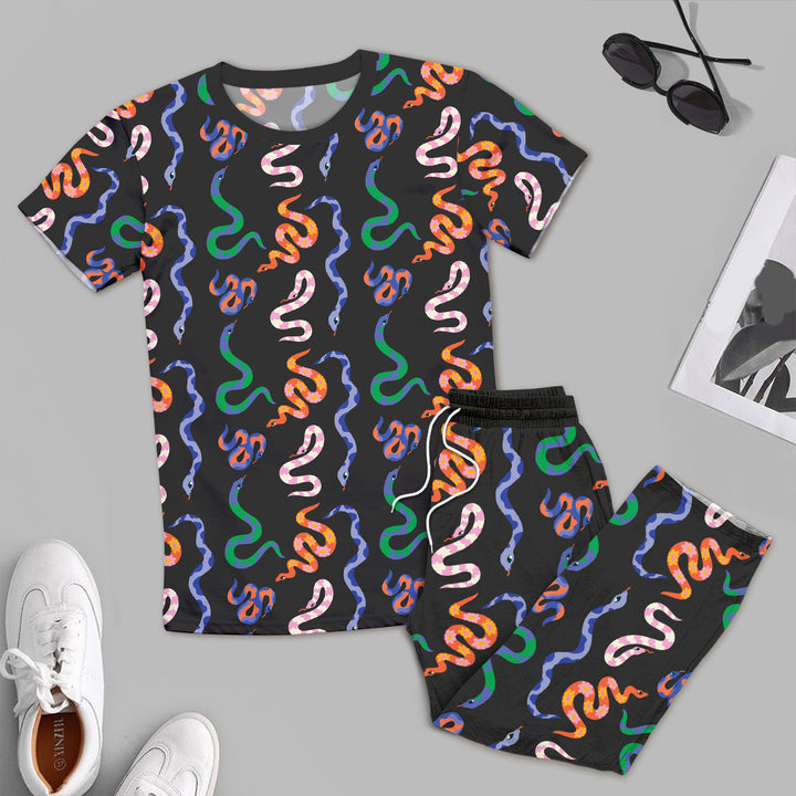 Colorful Snake Bamboo Outfit for Men – Bold and Laid-Back