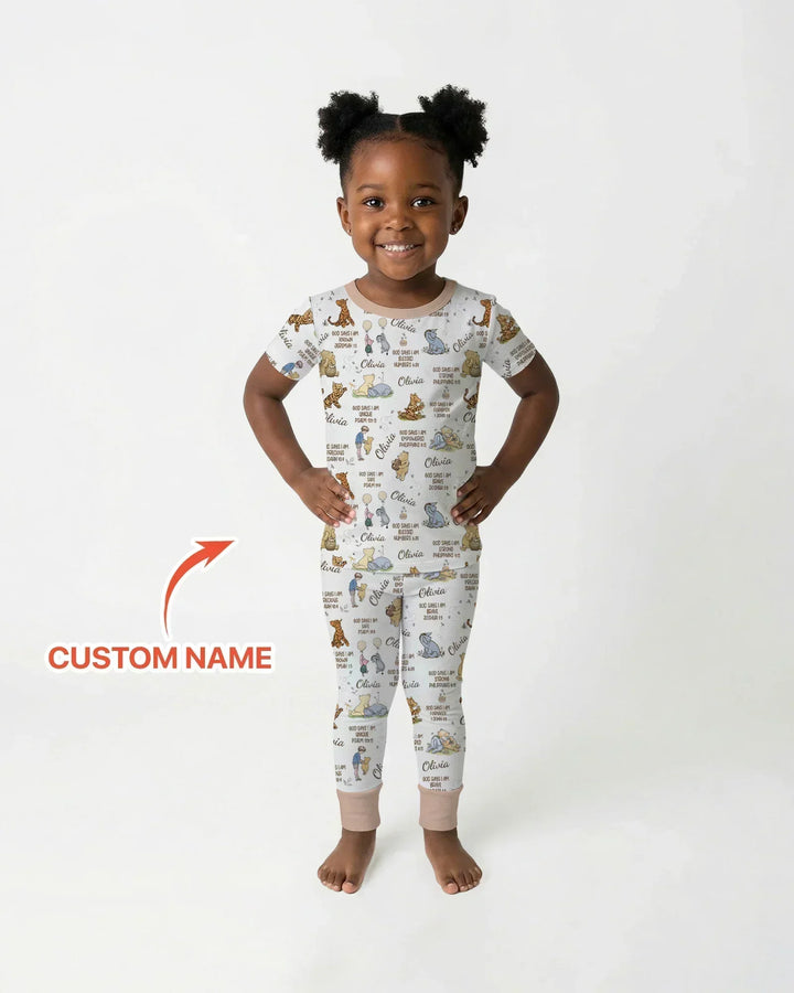 Custom Name God Says I Am Classic Bear Bamboo Two Piece Short Sleeve Pajama Set